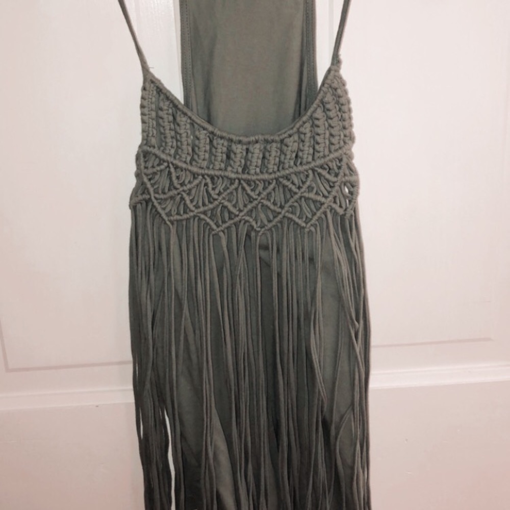 Green Flowy Fringe Shirt